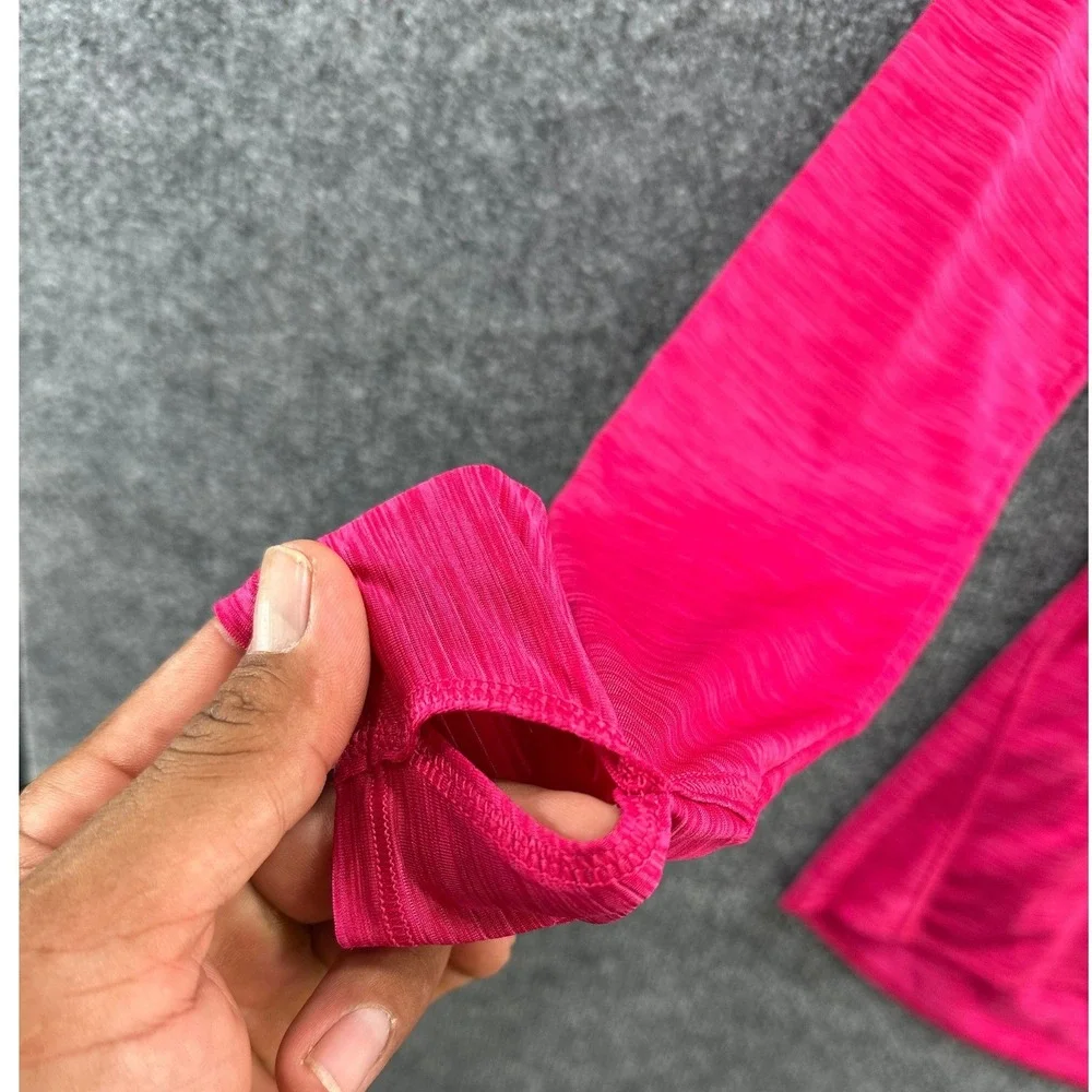Athleta Womens Pink Space Dye Long Sleeve Scoop Neck Thumbhole Active Top Small - Picture 3 of 10